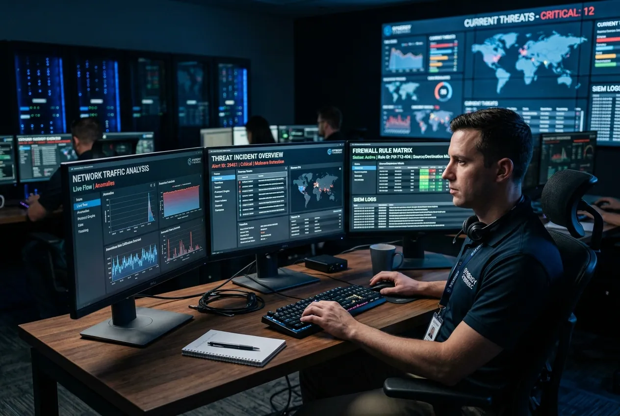 ParagonIT cybersecurity analyst monitoring real-time threat intelligence in a dedicated SOC environment